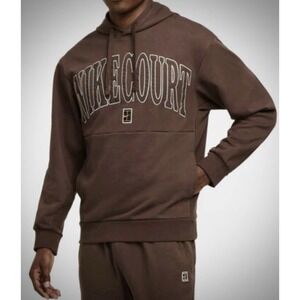Nike Court Heritage Mens Dri-FIT Fleece Tennis Hoodie Nike Brown Small FQ2093